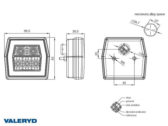 3010226 LED BAKLYS HØ/VE 99,5X93X39,5