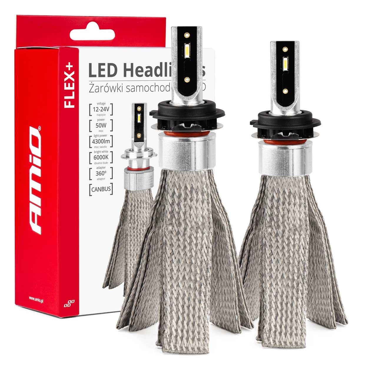 LED Hovedlys FLEX+ Serie H7-6 canbus 6000K 12-24V AMIO-03662