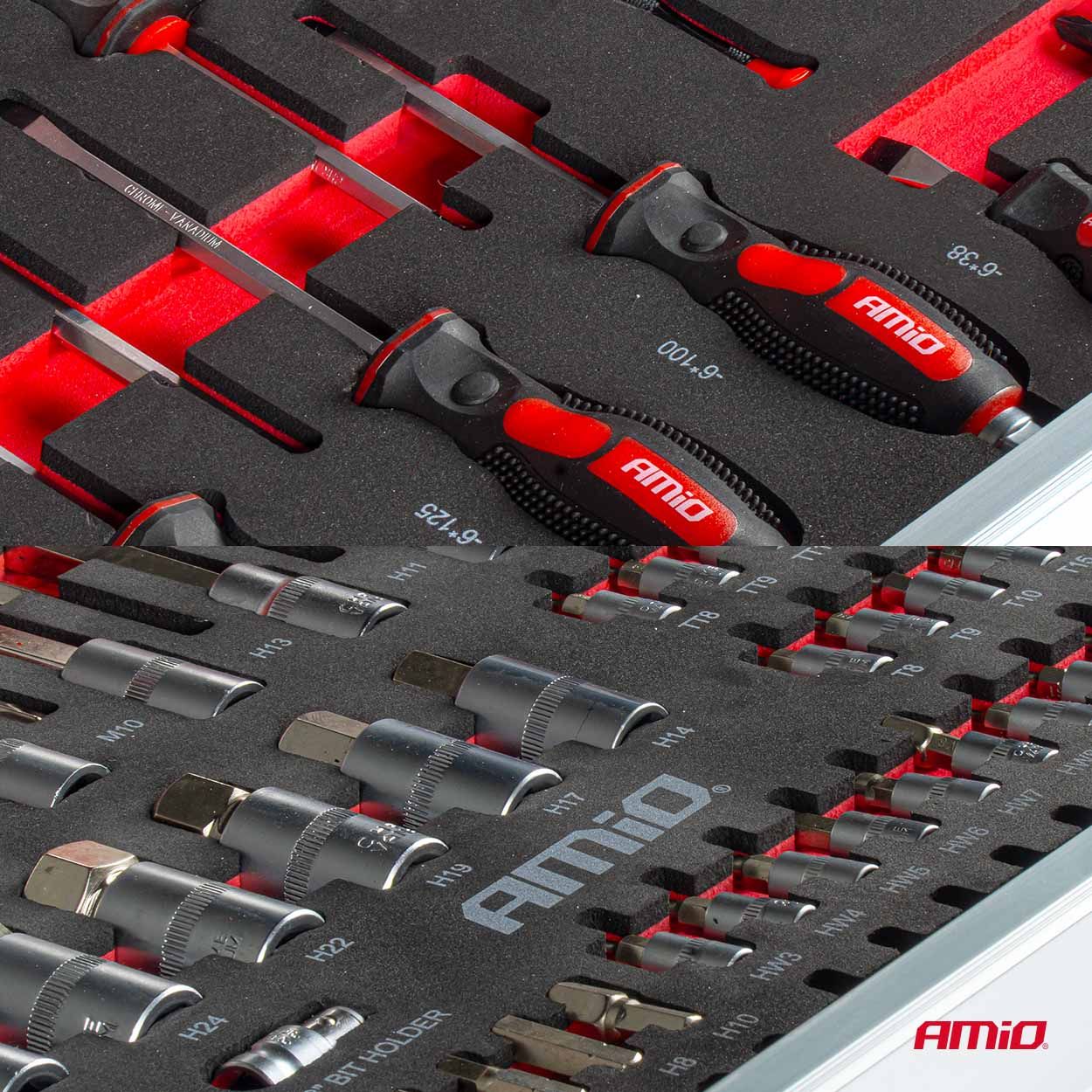 Tool Cabinet with 258-piece Tool Set 840x460x870mm AMIO-04892